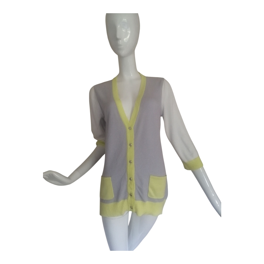 Sheer Gray and Yellow Cardigan